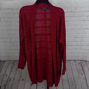Lauren Ralph Lauren Red Open Front Cardigan Sweater Size XS